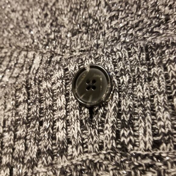 CJ Banks Sweater Womens Plus Size 3X Black White Cardigan Fall Short Sleeve - Picture 10 of 11